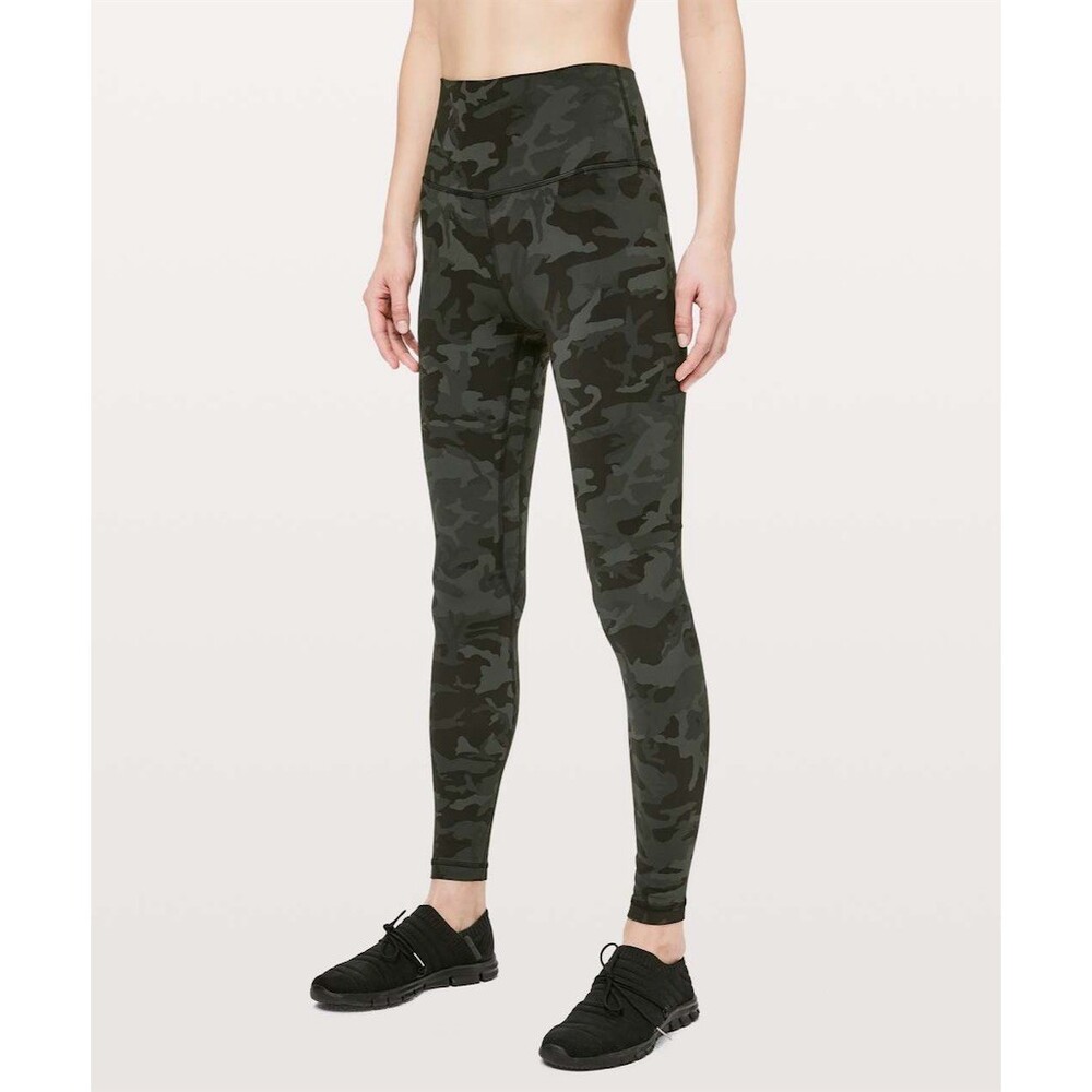 lululemon Align High-Rise Leggings Womens M Green Camo Yoga Athleisure